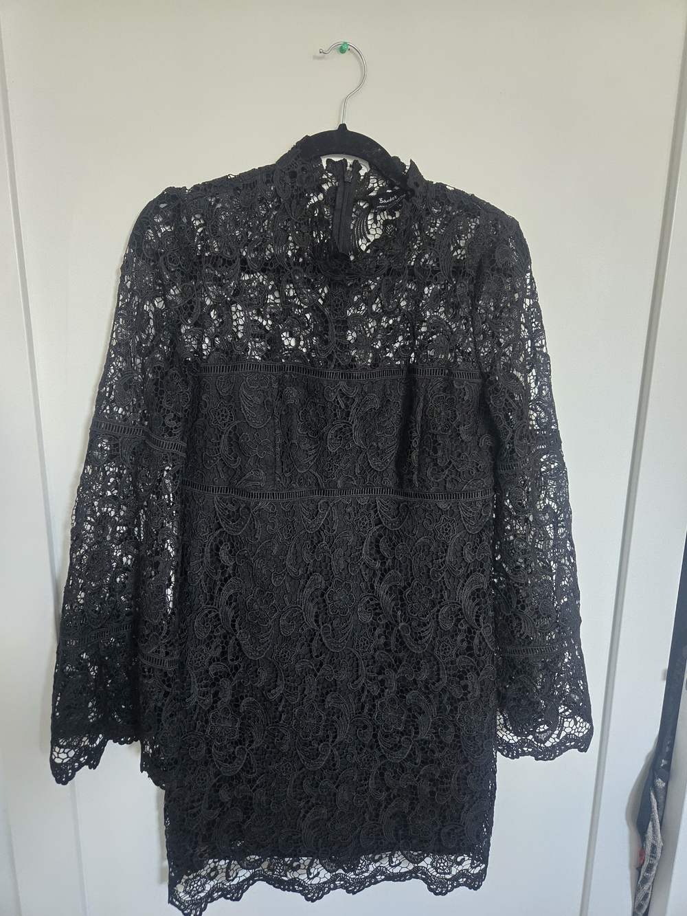 Bardot Black Lace Long Sleeve Mini Dress